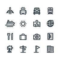 Travel and Vacation icons with White Background vector