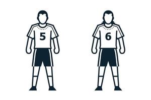 Soccer Player, People and Clothing icons with White Background vector