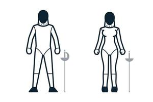 Fencing, Sport Player, People and Clothing icons with White Background vector