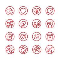 Valentine's Day icons with White Background vector