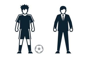 Soccer Player, People and Clothing icons with White Background vector
