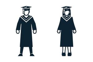 iconos de graduación, uniforme y personas vector