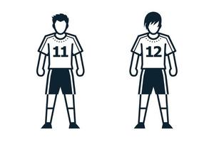 Soccer Player, People and Clothing icons with White Background vector