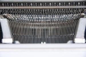 Top view of an old typewriter. Conventional and manual writing concept photo