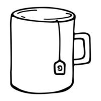 Cute cup of tea illustration. Simple mug clipart. Cozy home doodle vector