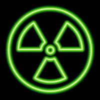 icono de radiación de neón verde sobre un fondo negro vector