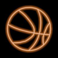 forma marrón neón de baloncesto sobre un fondo negro vector