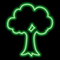 Green neon silhouette of a tree on a black background vector