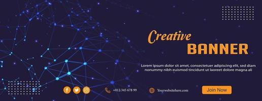 technology banner background, network illustration design connected with white sparkling dots vector