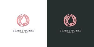 diseño de logotipo de peinado de mujer de belleza vector