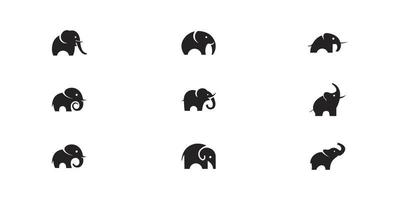 Elephant Logo set Vector Symbol silhouette