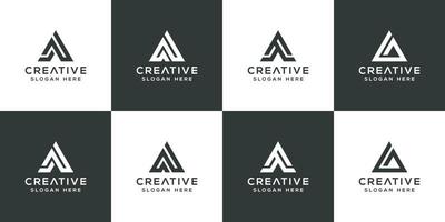 SET OF initial letter A logo vector mono line