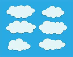 set of white clouds with different shapes, free vector