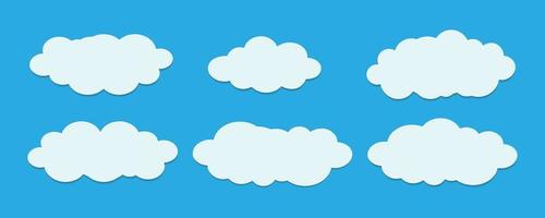 set of white clouds with different shapes, free vector