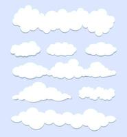 collection of white cloud designs of various shapes, vector illustration