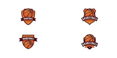 logotipo del campeonato de baloncesto con escudo vector