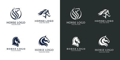 conjunto, de, cabeza, caballo, logotipo, vector