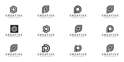 Set of initial letter P abstract logo vector template