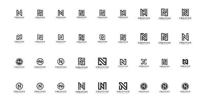 Set of initial letter N logo vector template