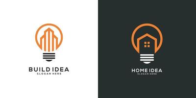 diseño de plantilla de vector de logotipo de lámpara de idea de construcción