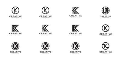 set of initials letter K abstract logo vector design