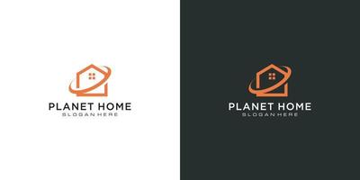 resumen de construcción de casa del planeta para el logotipo vector