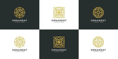 set of ornament logo design vector line style