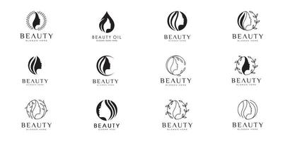 set of women face beauty logo vector design