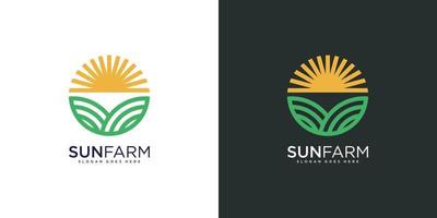 sun farm logo design vector