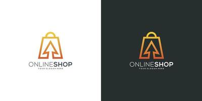 online shop logo design vector with arrow