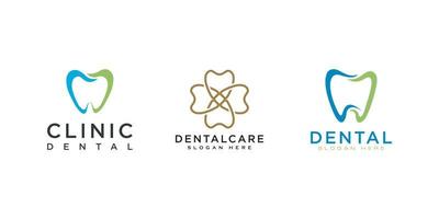 estilo de línea de vector de logotipo de cuidado dental