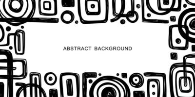 BLACK AND WHITE VECTOR BACKGROUND WITH CARELESSLY DRAWN GEOMETRIC ELEMENTS AT THE EDGES