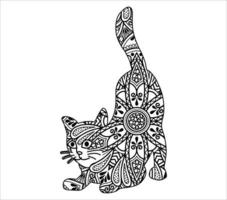 diseño lindo del ejemplo del vector del colorante de la mandala del gato.