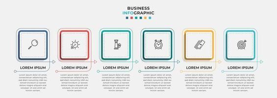Vector Infographic design business template with icons and 6 options or steps. Can be used for process diagram, presentations, workflow layout, banner, flow chart, info graph