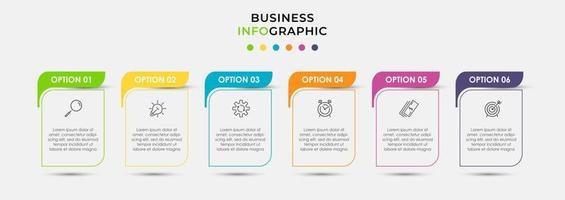 plantilla de negocio de diseño infográfico vectorial con iconos y 6 opciones o pasos. vector