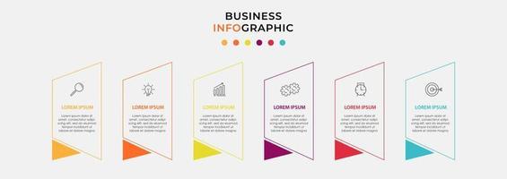 plantilla de negocio de diseño infográfico vectorial con iconos y 6 opciones o pasos. vector