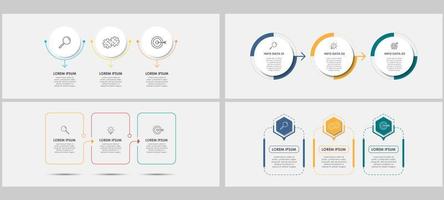 Business Infographics set bundle with 3 options or steps vector