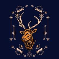 deer head with sacred geometry for wallpaper background vector