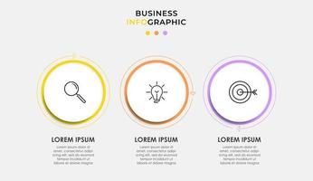 plantilla de negocio de diseño infográfico vectorial con iconos y 3 opciones o pasos. se puede utilizar para diagramas de proceso, presentaciones, diseño de flujo de trabajo, pancarta, diagrama de flujo, gráfico de información vector