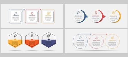 Business Infographics set bundle with 3 options or steps vector