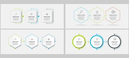 Business Infographics set bundle with 3 options or steps vector