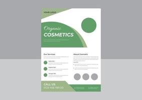 plantilla de diseño de volante cosmético natural, diseño de volante botánico, plantilla de diseño de volante de promoción de productos de belleza natural. plantilla a4, diseño de folleto, portada, volante, póster, listo para imprimir vector