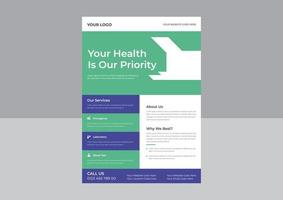 Medical Brochure Flyer Template Design - A4 Medical Brochure Flyer Layout,  Medical Health Care Flyer Brochure Template Design, Medical Flyer poster Pamphlet Brochure Cover Design. vector