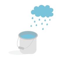 Water bucket and raincloud icons element set by hand drawn. Rainy cartoon icons. vector