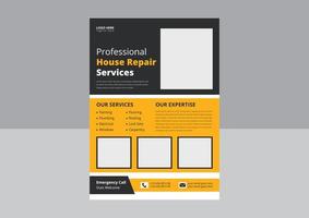 House Repair Service Flyer Template. Handyman flyer template. Home repair flyer leaflet design. vector