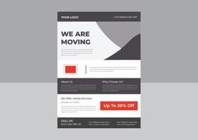 Mover and Transport Logistics Flyer, Transport Business poster Tempate, Moving House Flyer Templates, Moving House Service Flyer Template, We are Moving Flyer vector