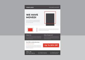 Mover and Transport Logistics Flyer, Transport Business poster Tempate, Moving House Flyer Templates, Moving House Service Flyer Template, We are Moving Flyer vector