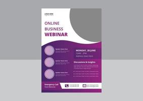 Business Webinar Flyer Template. Online webinar flyer leaflet design. Webinar Conference flyer poster design. vector