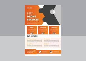 Drone Flyer Template, Most Advanced Drone Services Flyer, Drone Rent Flyer. Pro cam drone service flyer. vector