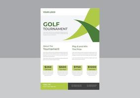 plantilla para su folleto de invitación de torneo de golf, vector de póster de golf. pelota de golf. diseño vertical para la promoción de bares deportivos. torneo, diseño de volante de campeonato. volante del club.